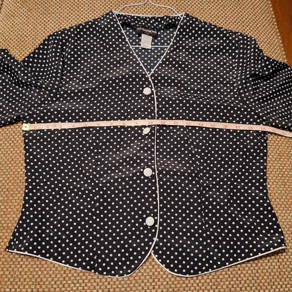 Notations Cute Petite Polka Dot Button Blouse W/ Tie Back - Picture 4 of 8